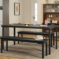 GAOMON 3-Piece Dining Table Set for 4, Compact Kitchen Table Set with 2 Upholstered Benches, Modern Rectangle Dining Table & Chairs for Small Spaces, Apartment