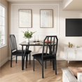 thumbnail image 1 of GAOMON 3-Piece Kitchen Dining Table Set with Glass Top, Chamfer Design & Cushioned Chairs, Space-Saving Small Dining Set for Apartment, 1 of 1