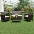 thumbnail image 1 of GAOMON 4-Piece Rattan Patio Furniture Set, Outdoor Wicker Sofa Couch Table Set, w/Thick Seat Cushions Tempered Glass Coffee Table, Conversation Set for Lawn Garden Poolside Backyard,Brown, 1 of 9