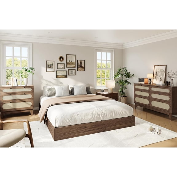GAOMON 41 Inch Twin XL Wood Platform Bed Frame,Wooden Bed Frame Without Headboard, Wood Slat Support, No Noise , No Box Spring Needed,Easy Assembly,Walnut