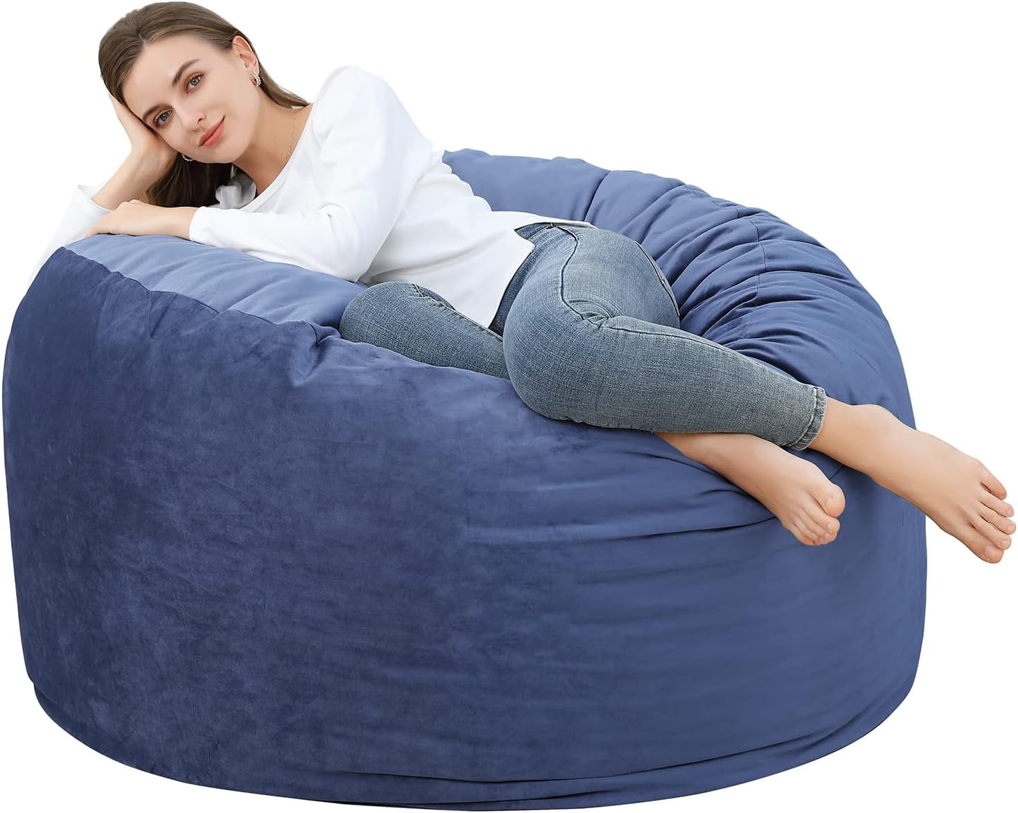 GAOMON 4FT Giant Bean Bag Chair with Filling, Soft Velvet Beanbag Sofa
