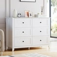 thumbnail image 1 of GAOMON 6 Drawers Dresser for Bedroom, Farmhouse Wood Dressers & Chest of Drawers for Clothes, Tall Storage Dressers Organizer with Deep Drawers & Gold Handles for Living Room, Closet, Hallway, White, 1 of 18