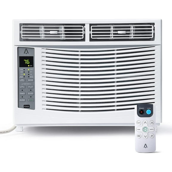 GAOMON 6000 BTU Window Air Conditioner, Cools Up to 350 Sq. Ft, Window AC Unit with Remote, 3 fan speeds, Sleep mode, Auto Restart, 24H Timer Window Air Conditioner, 115V/60Hz, White