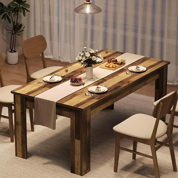 GAOMON 63" Dining Table for 4-6, Kitchen Table, Dinner Table for Kitchen, Farmhouse Wood Dinette Table for 4, Rectangular Dining Room Table with L Shape Leg, Dining Room, Small Space,Rustic Brown