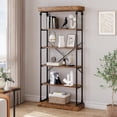 thumbnail image 1 of GAOMON Bookcases, Retro Color 5-Tier Farmhouse Bookshelf, Wooden Open Display Shelf with Storage, Rustic Organizer for Living Room, Bedroom, Home Office, 70" Tall, 1 of 8