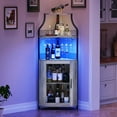 thumbnail image 1 of GAOMON Corner Bar Cabinet with LED Lights, 60" Tall Farmhouse Wine Bar Cabinet ,Industrial Wine Cabinet with Glass Holder and Mesh Door, Liquor Coffe Bar Cabinet with Adjustable Shelves,Gray, 1 of 6