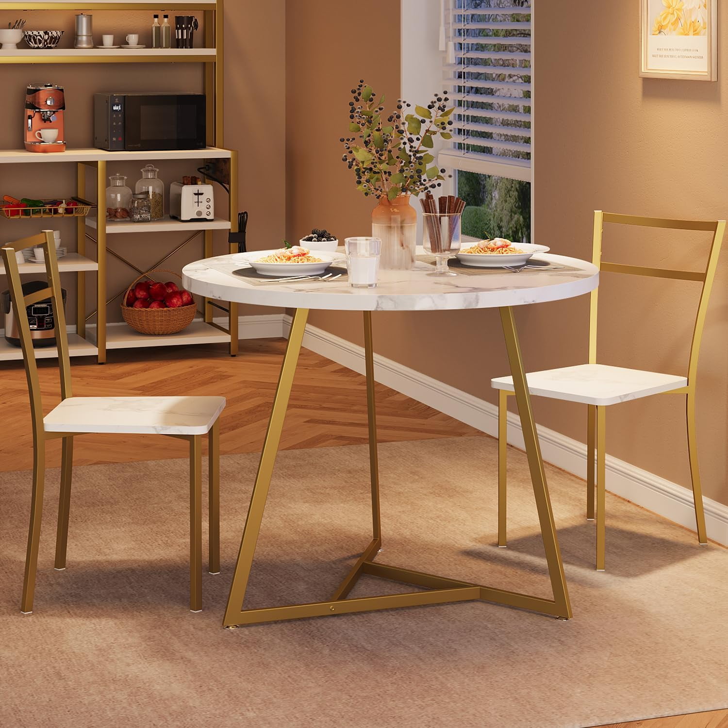 GAOMON Dining Table Set for 2, Kitchen Table and Chairs for 2, Modern ...