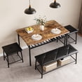 thumbnail image 1 of GAOMON Dining Table Set for 4,Kitchen Table with Upholstered Bench and 2 Square Stools 4 Piece Dining Set with Storage Shelves Dining Furniture Set for Small Space Apartment,Rustic Brown, 1 of 7