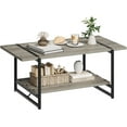 thumbnail image 1 of GAOMON Farmhouse Coffee Table, 2-Tier Living Room Tables Sofa Table, 41" Wood Coffee Table with Shelf, Rustic Minimalist Rectangle Center Table, 47 Inch, 1 of 7