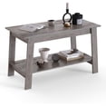 thumbnail image 1 of GAOMON Farmhouse Coffee Table for Living Room, 31.5" Wood Table with 2 Storage Shelves, Small Space Coffee Table for Apartment, Home, Office, Easy Assembly, Gray, 1 of 7