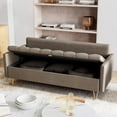 thumbnail image 1 of GAOMON Faux Leather 3-Seater Sofa with Lift-Up Storage, Hand-Stitched Cushion, and Gold Metal Legs – Elegant Modern Couch for Living Room, Office, or Apartment, Dark Brown, 1 of 7