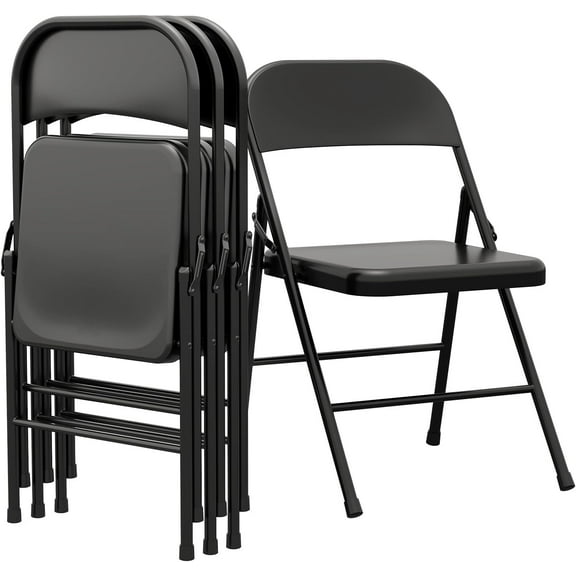 GAOMON Folding Chairs Set of 8 Black Chairs Metal Chairs and Hold Up to 350 Pounds Foldable Chairs for Outside & Indoor