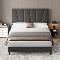 thumbnail image 1 of GAOMON Full Size Bed Frame with Adjustable Headboard, Upholstered Linen Platform Bed with Wooden Slats, Noise-Free, Dark Gray, 1 of 7