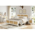thumbnail image 1 of GAOMON King Size Bed Frame with Headboard, Bohemian Rattan Platform Bed Frame with Strong Metal Slats Support, No Box Spring Needed, Noise-Free Design, White, 1 of 7