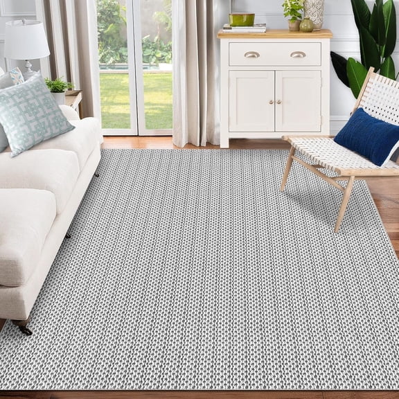 GAOMON Machine Washable Living Room Rugs 10x13 Large Modern Printed Accent Carpet with Non-Slip Backing, Non-Shedding Contemporary Woven-Style Indoor Floor Carpet for Bedroom, Office,Gray