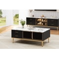 thumbnail image 1 of GAOMON Modern Faux Marble Coffee Table, Coffee Table with 4 Glass Doors, 4 Drawers, Gold Metal Legs,Durable Luxury Design Coffee Table for Living Room,Black, 1 of 8