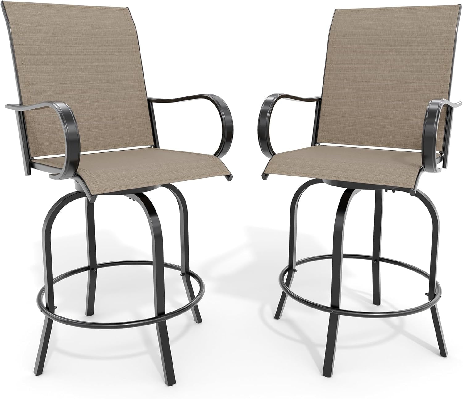 GAOMON Outdoor Swivel Bar Stools Set of 2, Patio Swivel Bar Stools ...