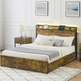 thumbnail image 1 of GAOMON Queen Bed Frame with Storage Headboard, 6 Drawers, LED Lighting & USB Ports, 1 of 6