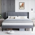 thumbnail image 1 of GAOMON Queen-Size Bed Frame With Upholstered Headboard - Wooden Slats, No Box Spring Required, Easy To Assemble, Dark Gray, 1 of 6
