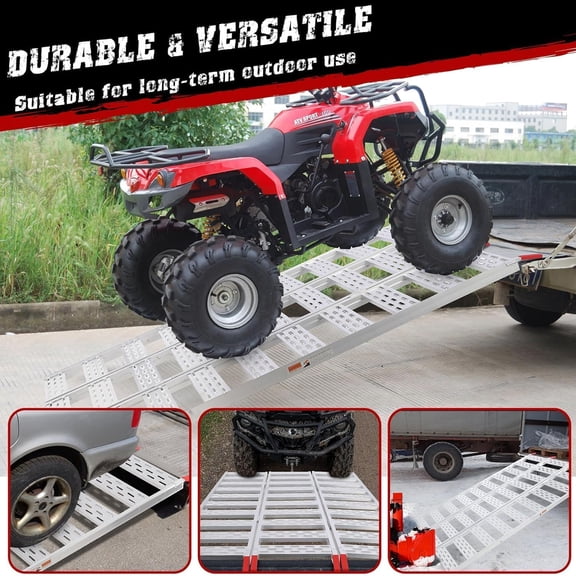 GAOMON Ramps for Pickup Trucks, Aluminum Tri-Fold Motorcycle Powersports Loading Ramps, 1500 LBS Capacity ATV Ramp with Load Straps for ATV/UTV, Lawn Mowers, Tractors, 76" L x 50" W