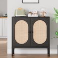 thumbnail image 1 of GAOMON Rattan Buffet Cabinet, Small Wood Sideboard with Adjustable Shelves, Hand-Woven Storage Cabinet, Modern Console Cabinet for Dining Room, Kitchen, Living Room, Hallway, Black, 1 of 7