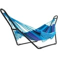 thumbnail image 1 of GAOMON Universal 2 Person Hammock Stand Only, 550 LBS Capacity Heavy Duty Steel Hammock Frame, Fits 9 to 14 Ft Hammocks, Adjustable Rack for Outside Indoor Outdoor,Black, 1 of 7