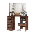 thumbnail image 1 of GAOMON Vanity Desk & Power Outl, Makeup Vanity with Mirror and 12 LED Lights, Makeup Table with 6 Drawers, Vanity Table with Chair, Vanity Set 3 Lighting Modes Brightness Adjustable, 1 of 4