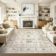 thumbnail image 1 of GAOMON Washable Rug 9x12 Rug Living Room Rug Vintage Rug Soft Indoor Floor Cover Oriental Floral Aesthetic Rug Low Pile Non Slip Throw Carpet Boho Foldable Thin Rug for Bedroom Nursery Office Beige, 1 of 8