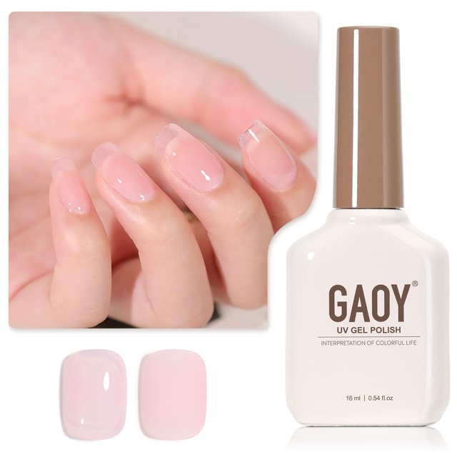GAOY Sheer Hot Pink Gel Nail Polish, 16ml Jelly Milky Pink Translucent