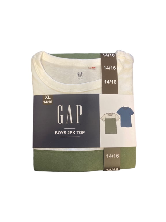 Boy's 2 Pack Short Sleeve Soft Comfort Tagless Logo Tee (Polar Blue/Desert Khaki, 4/5)
