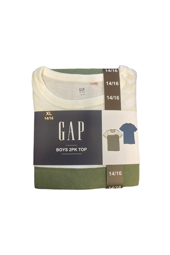 Boy's 2 Pack Short Sleeve Soft Comfort Tagless Logo Tee (Polar Blue/Desert Khaki, 8)