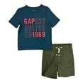 thumbnail image 1 of GAP Boy's 2-Piece Short Sleeve T-Shirt & Shorts Outfit Set (Blue/Olive, 8), 1 of 1