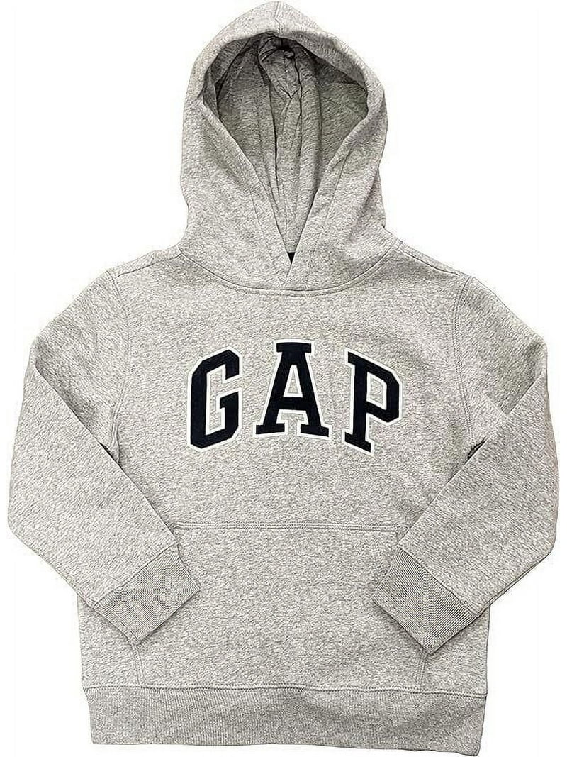 GAP Factory Kids Logo Pullover Hoodie Cotton Fleece Gray