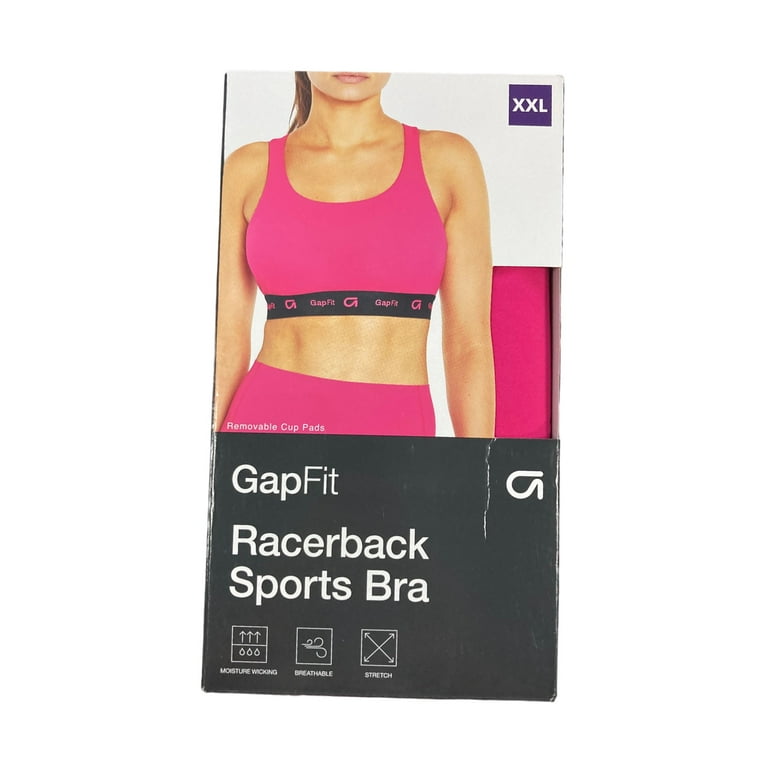 GAP Fit Women's 4 Way Stretch Moisture Wicking Racerback Sports Bra  (Fuchsia Purple, L (38 A/B, 36 C/D)) 