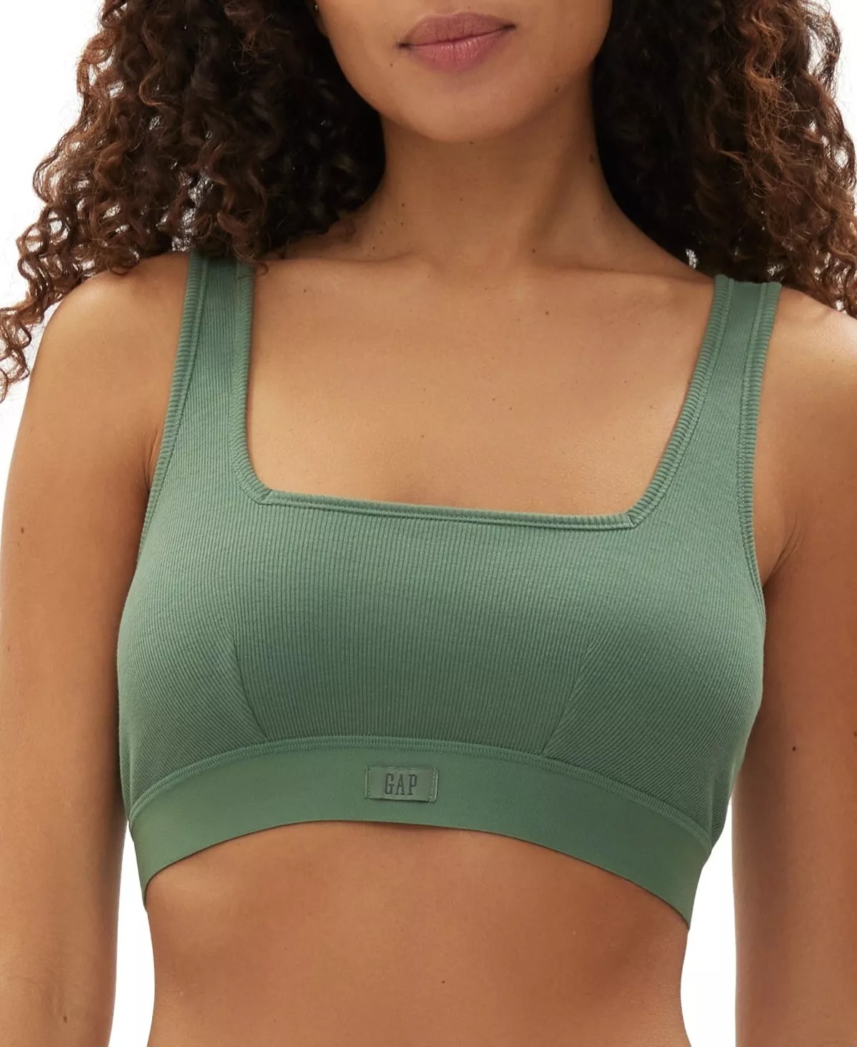 GAP GapBody Women's Ribbed Logo Comfort Bralette, Green Small