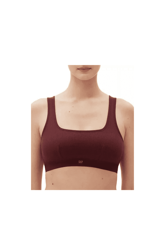 Body Women's Ribbed Logo Comfort Bralette, Red Wine Large