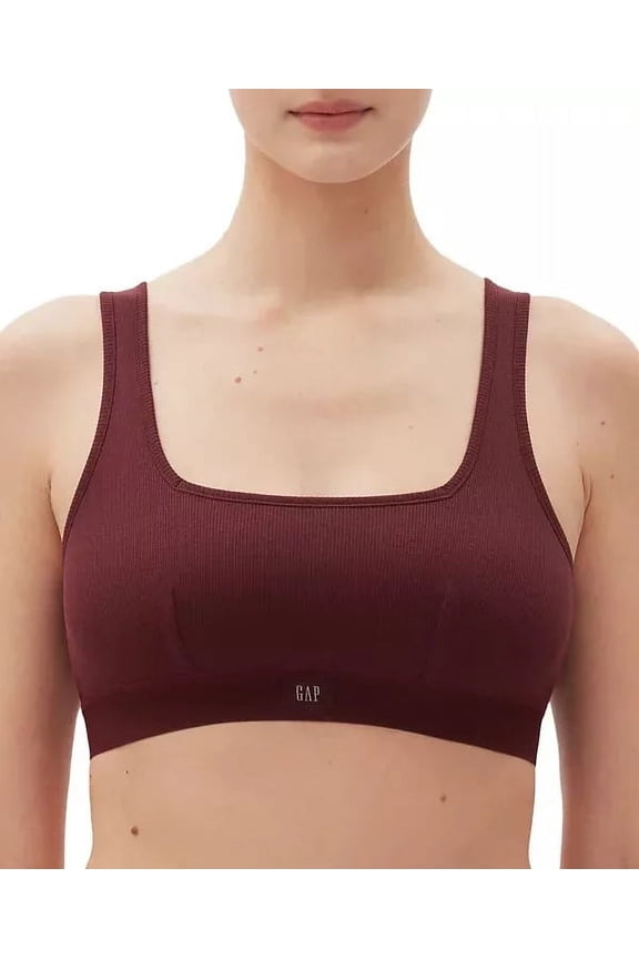 Body Women's Ribbed Logo Comfort Bralette, Red Wine Medium