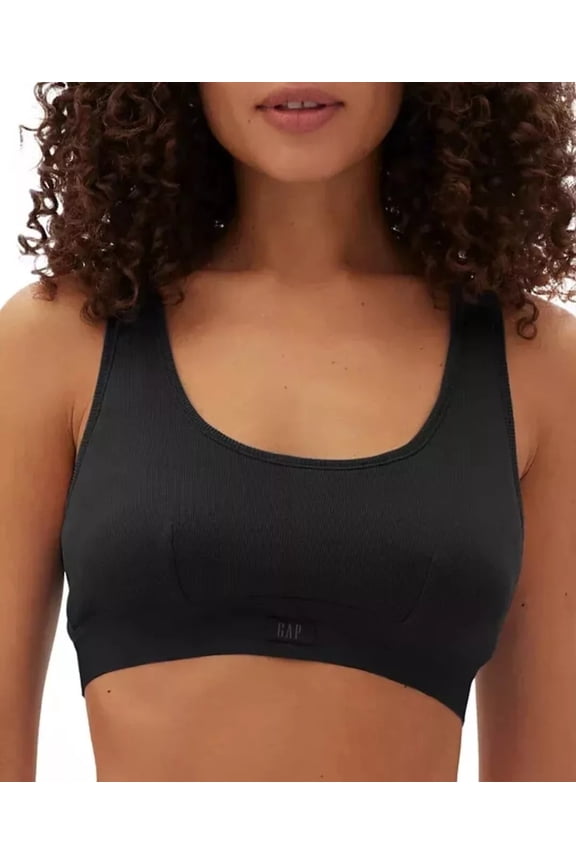Body Women's Ribbed Logo Comfort Racerback Bralette, Black Small