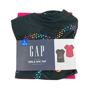 GAP Girl's 2 Pack Short Sleeve Soft Graphic Logo Cut Out Back Tee (Moonless Night/Bright Claret, L (10/12))