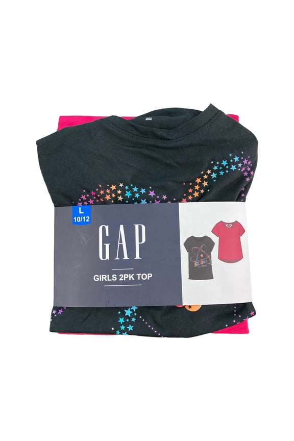Girl's 2 Pack Short Sleeve Soft Graphic Logo Cut Out Back Tee
