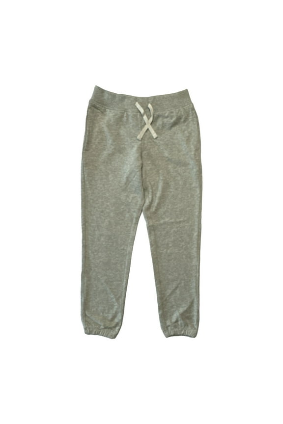 Girl's French Terry Lined Elastic Waistband Jogger Pant (Light Heather Grey, 8)
