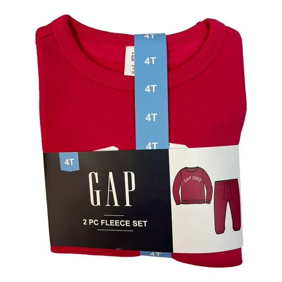 GAP Girl's Toddler 2-Piece Long Sleeve & Jogger Pant Fleece Set (Bright Claret, 2T)