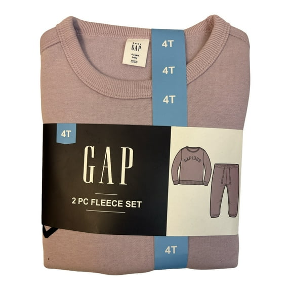 GAP Girl's Toddler 2-Piece Long Sleeve & Jogger Pant Fleece Set (Lavender Frost, 5T)