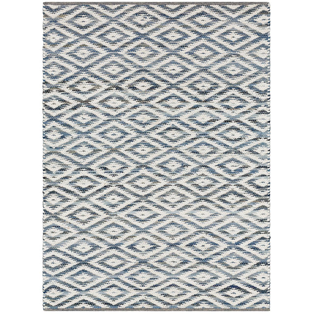 GAP Home Hand Woven Denim and Jute Diamond Indoor Area Rug, Blue and