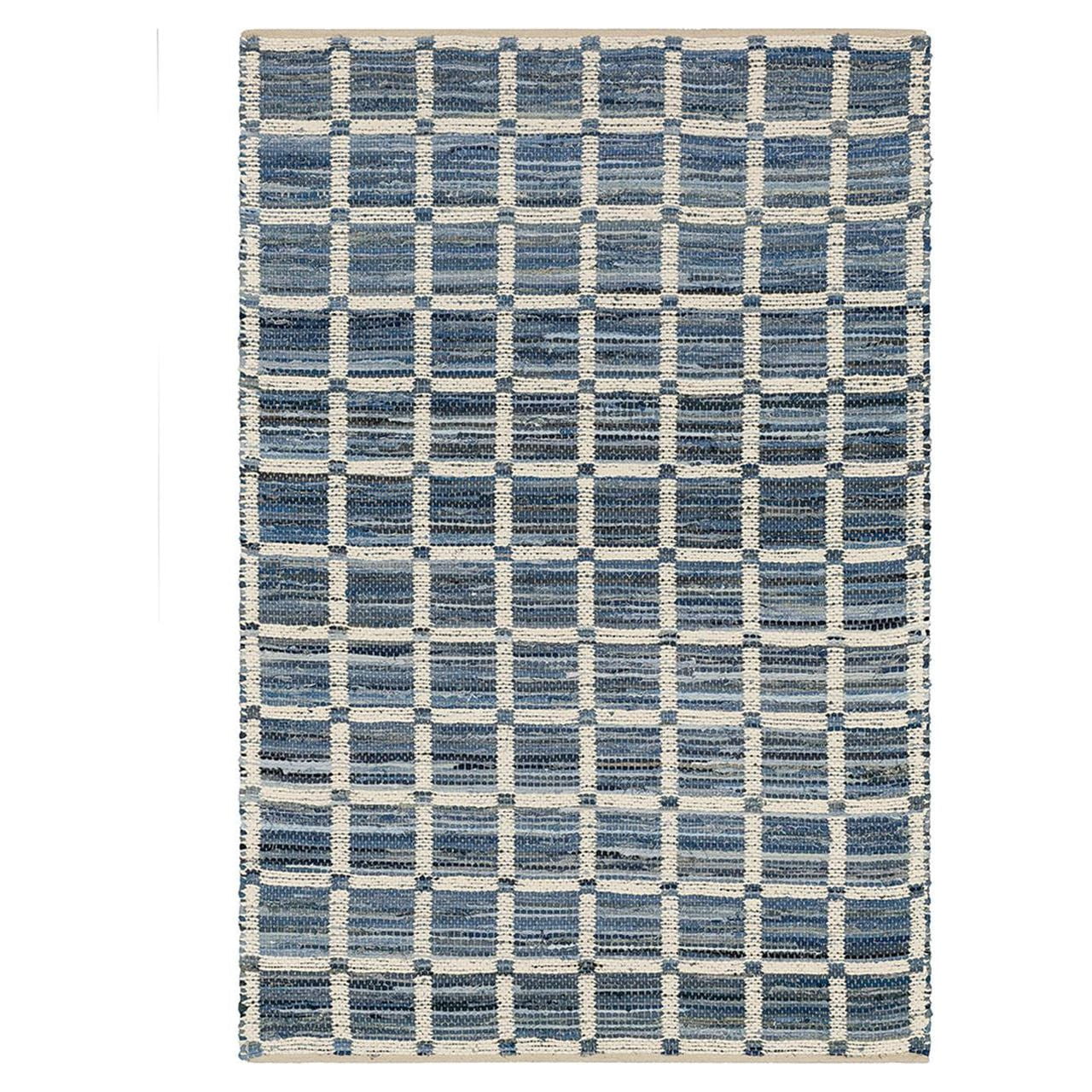 GAP Home Hand Woven Denim and Jute Plaid Indoor Area Rug, Blue and