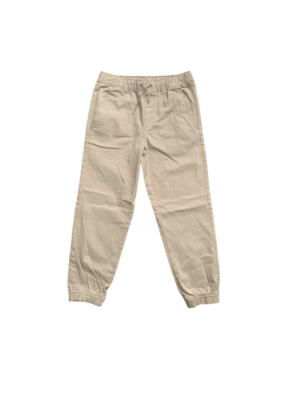 Kids Boys Easy Pull On Drawstring Waist Stretch Twill Jogger, GKFHC00K (Khaki, XS (4/5))