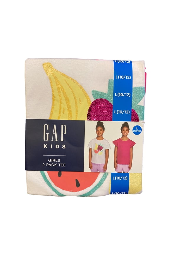 Kids Girl's 2 Pack Soft Short Sleeve Crewneck Graphic Tee (Pink Fruit, XL (14/16))
