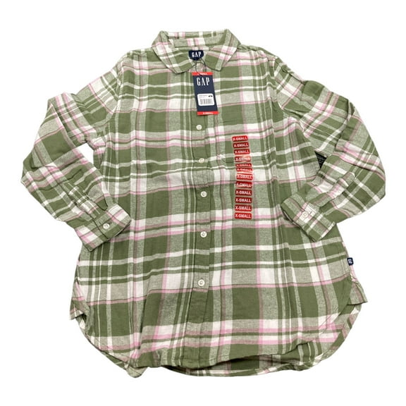 GAP Ladies Button Down Long Sleeve Relaxed Fit Boyfriend Flannel Top (Piper, S)