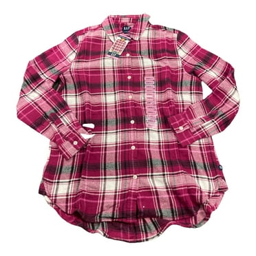 GAP Ladies Button Down Long Sleeve Relaxed Fit Boyfriend Flannel Top