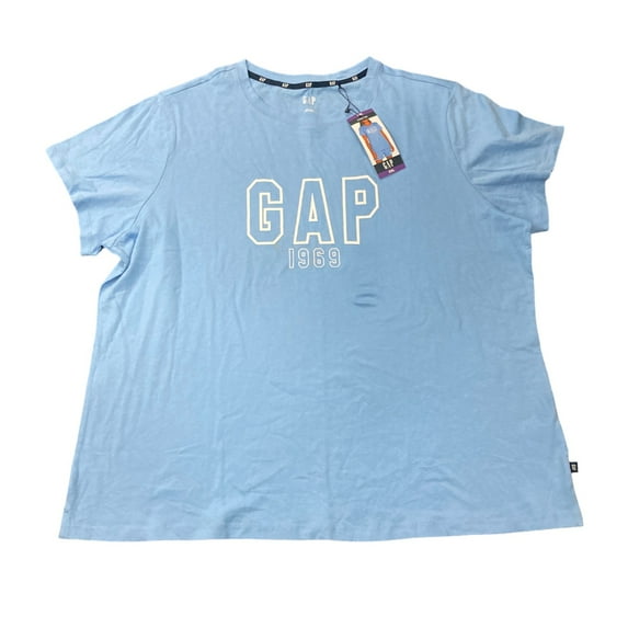 GAP Ladies Relaxed Fit Graphic Logo Crew Neck Short Sleeve Tee (Della Robbia Blue, XL)